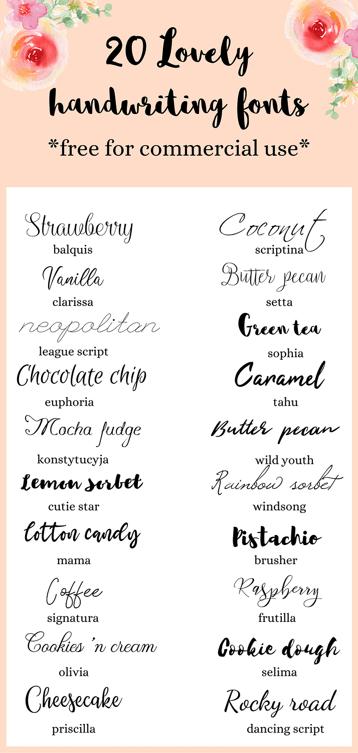 feminine handwriting fonts free for commercial use